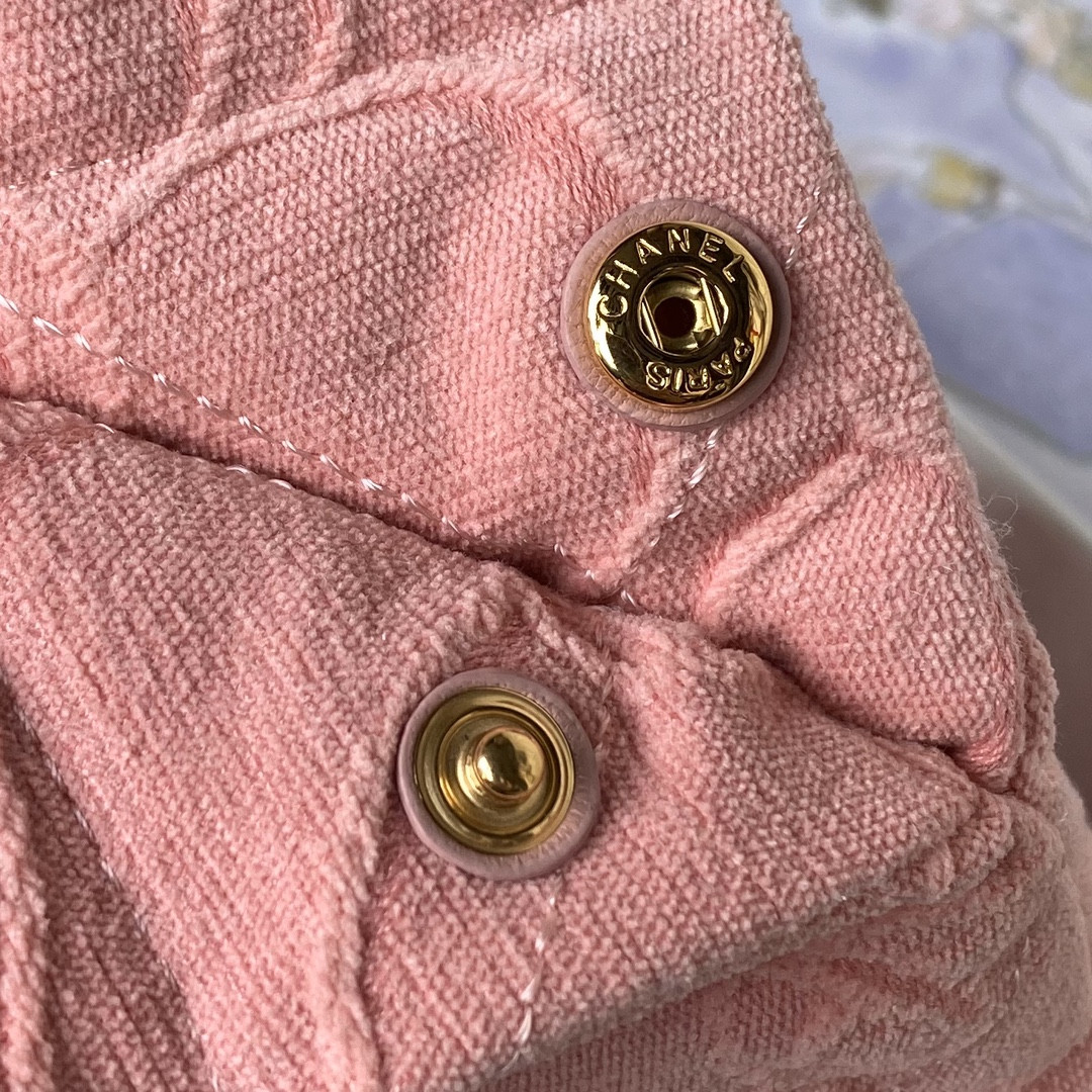 CHANEL 22 SMALL HANDBAG velvet PINK 13.7×14.4×2.7 in