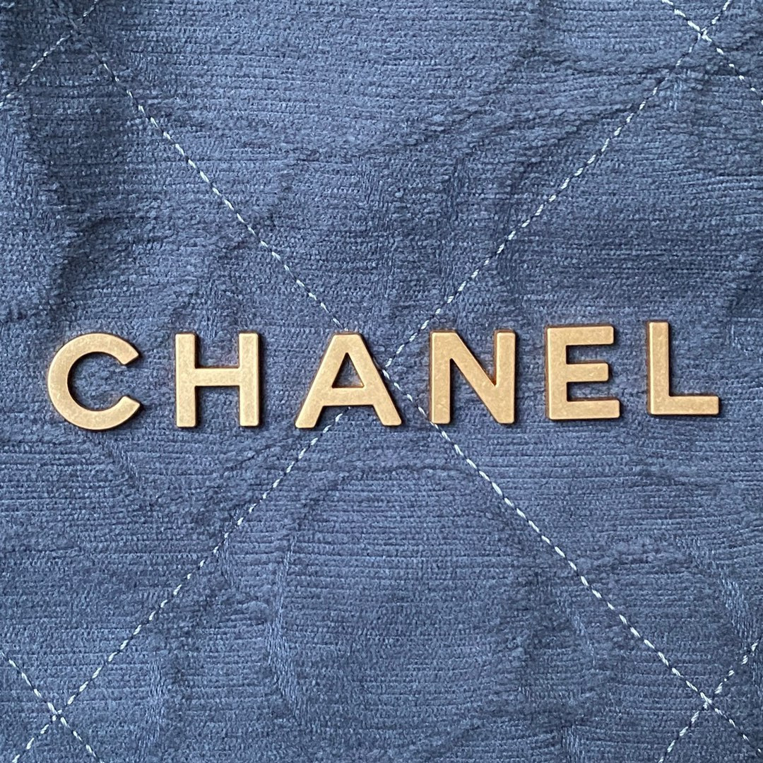 CHANEL 22 HANDBAG velvet blue 15.2×16.4×3.1 in
