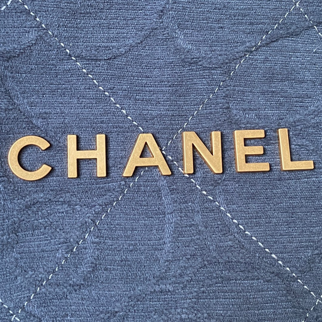 CHANEL 22 SMALL HANDBAG velvet NAVY 13.7×14.4×2.7 in