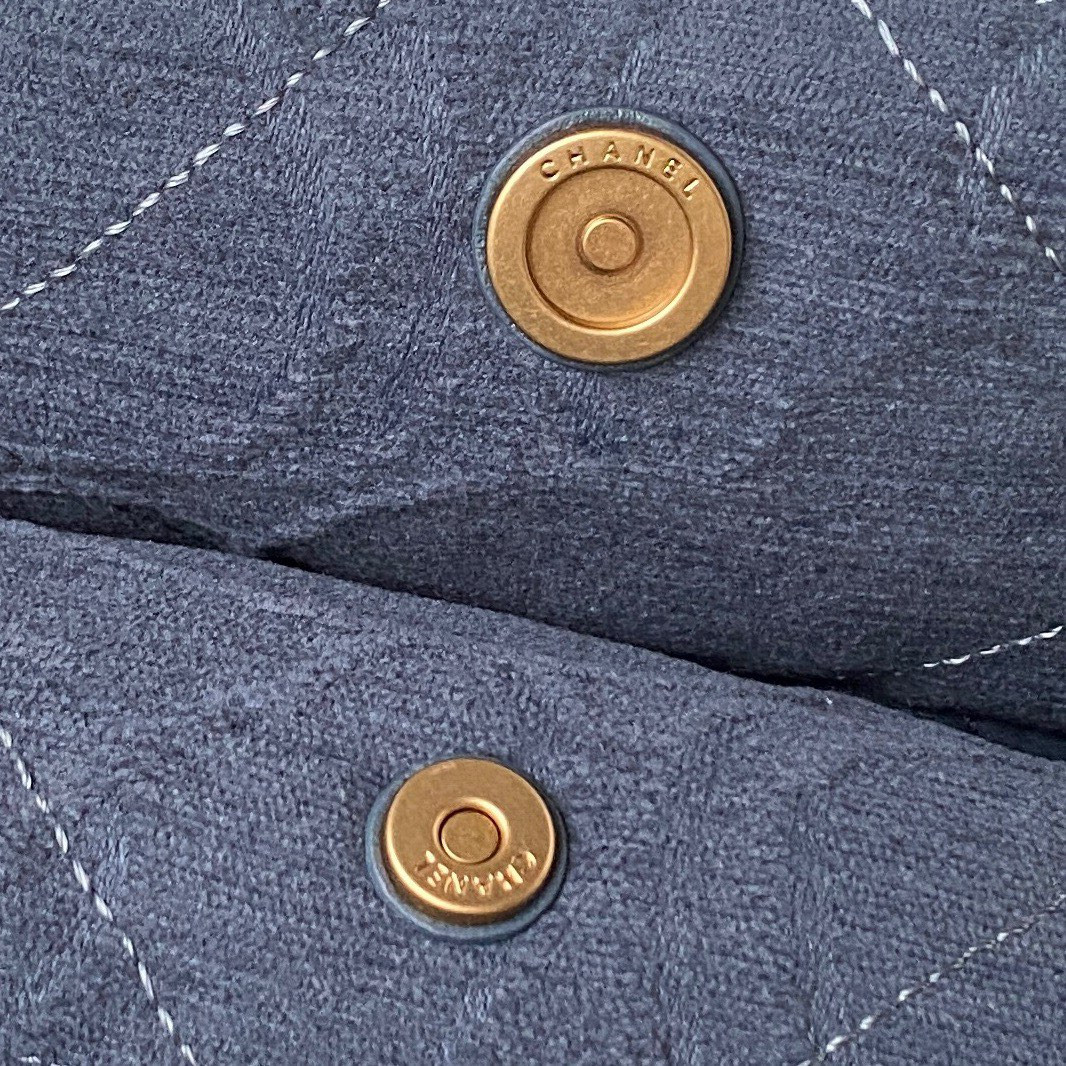 CHANEL 22 SMALL HANDBAG velvet NAVY 13.7×14.4×2.7 in