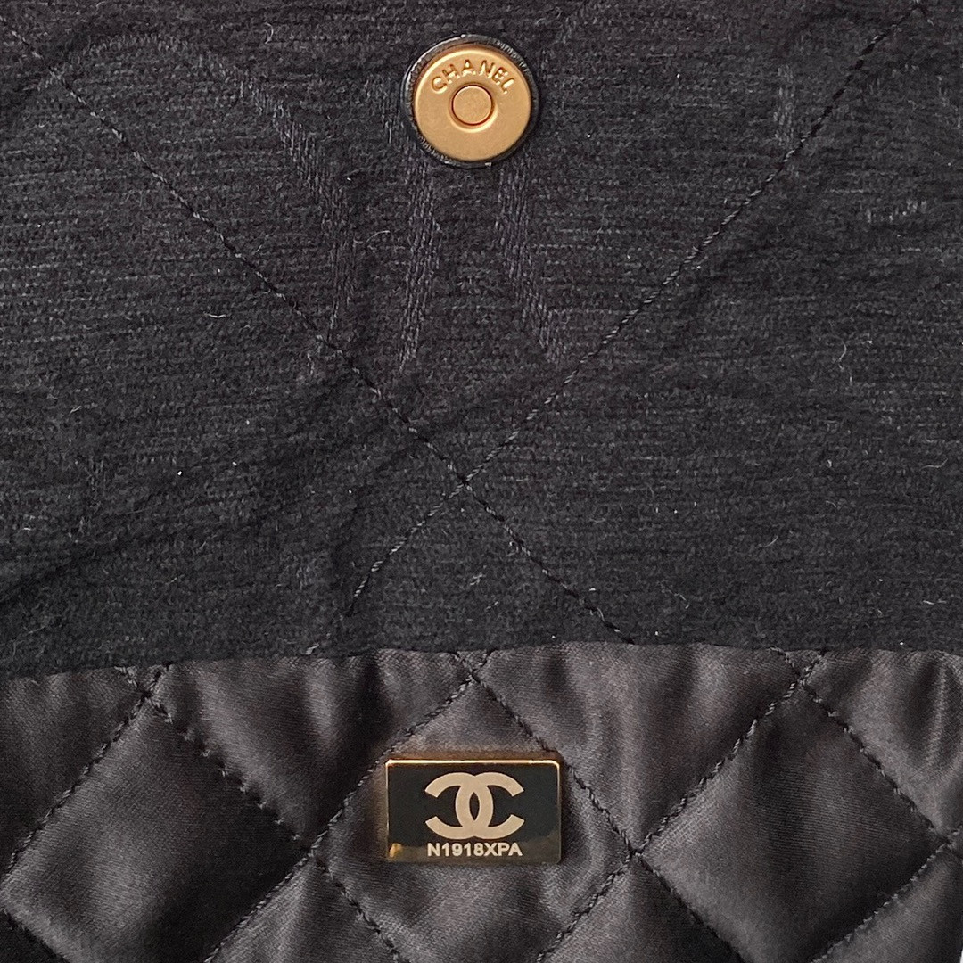CHANEL 22 HANDBAG velvet black 15.2×16.4×3.1 in