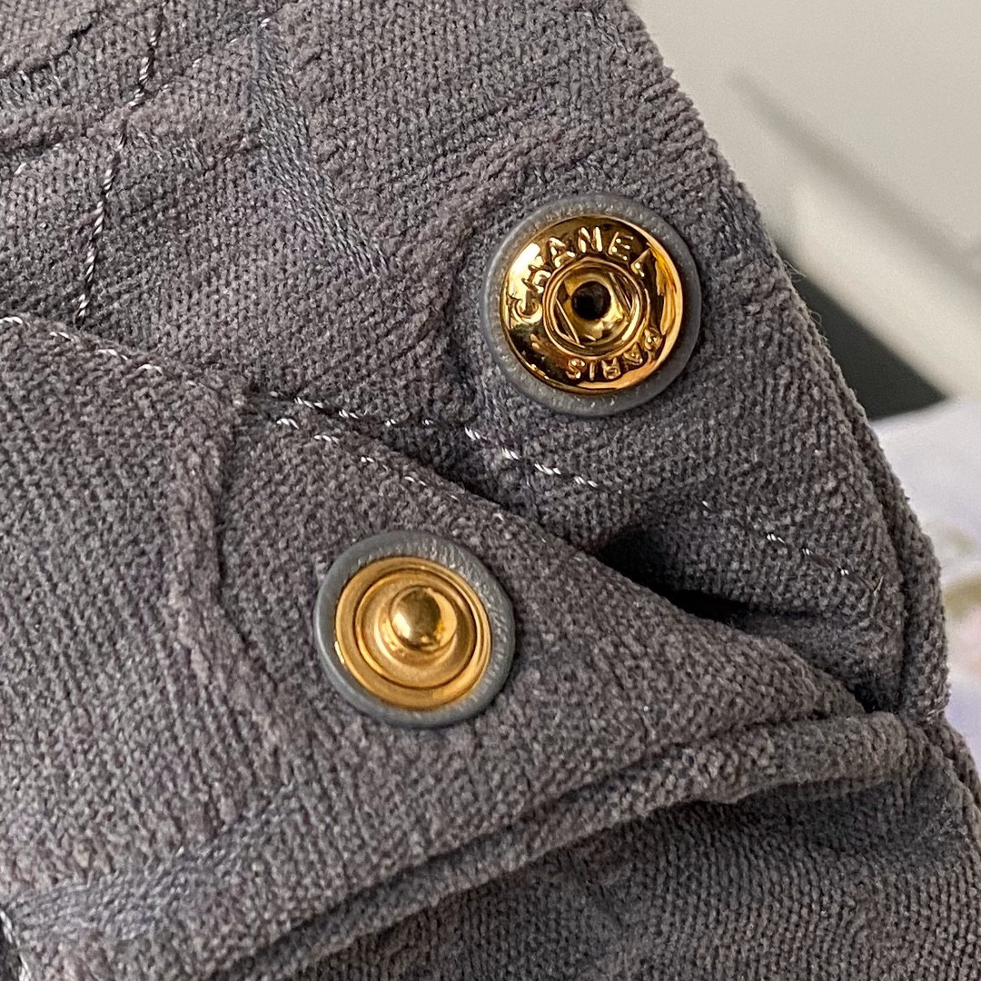 CHANEL 22 HANDBAG velvet GREY 15.2×16.4×3.1 in