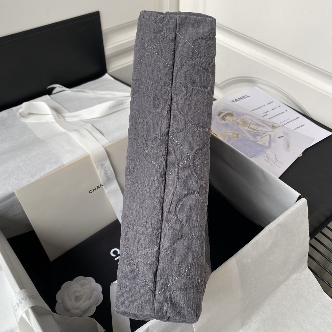 CHANEL 22 SMALL HANDBAG velvet GREY 13.7×14.4×2.7 in