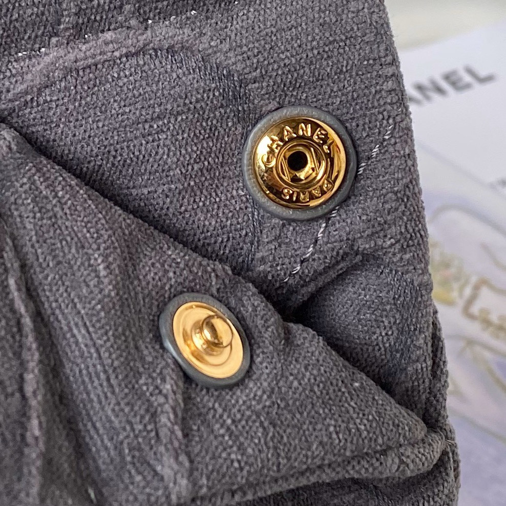 CHANEL 22 SMALL HANDBAG velvet GREY 13.7×14.4×2.7 in