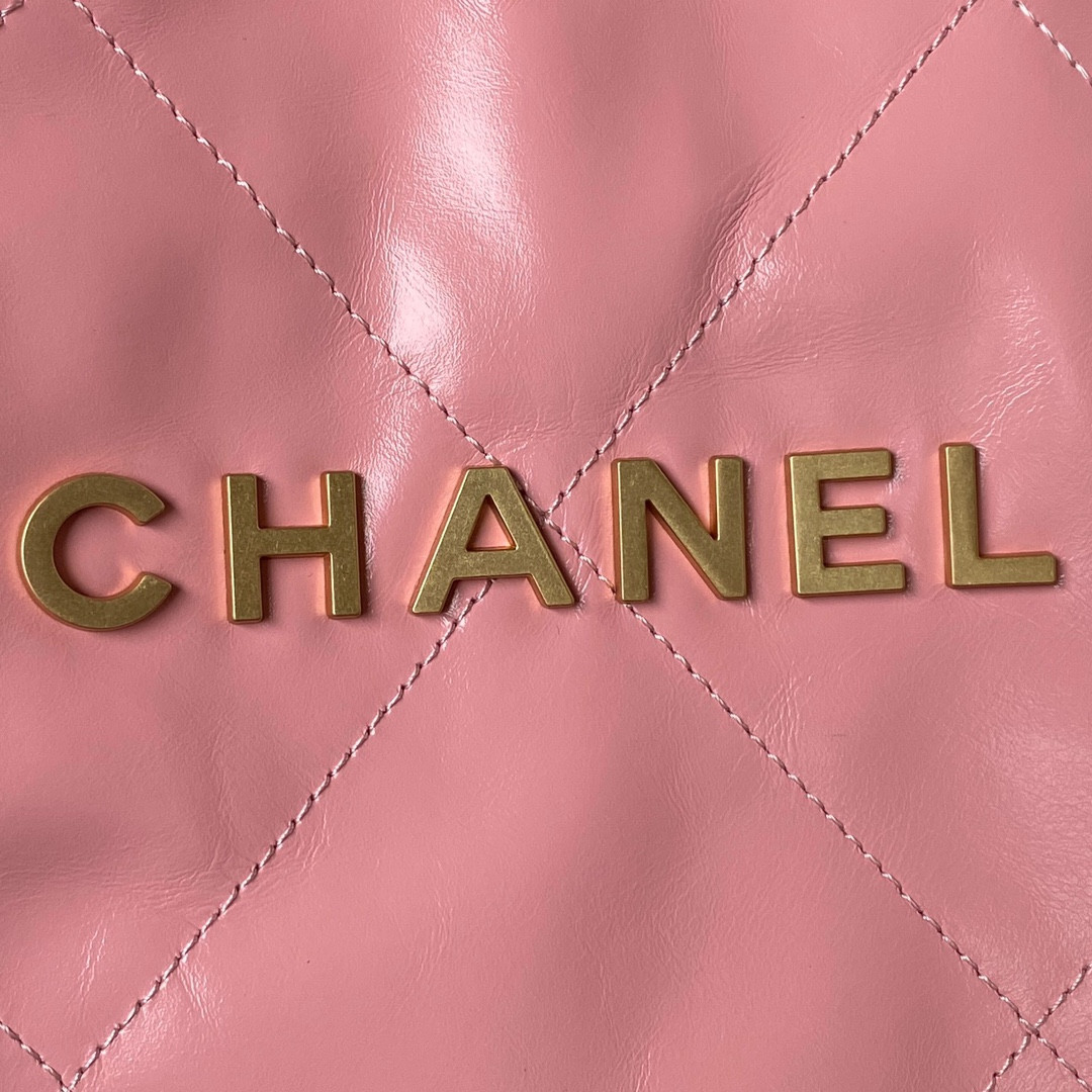 CHANEL 22 HANDBAG Shiny Calfskin PINK 30×45×8cm