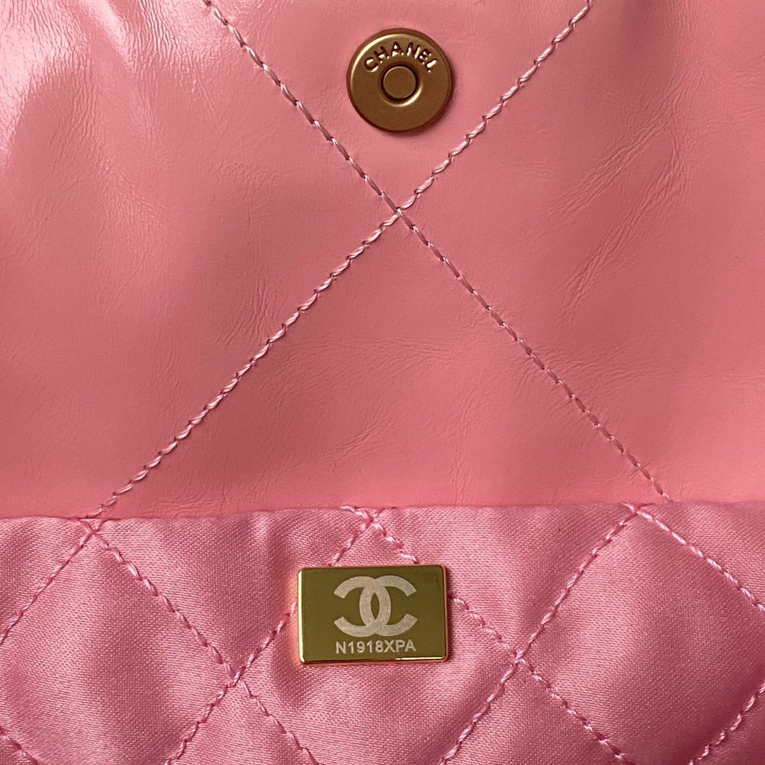 CHANEL 22 HANDBAG Shiny Calfskin PINK 30×45×8cm