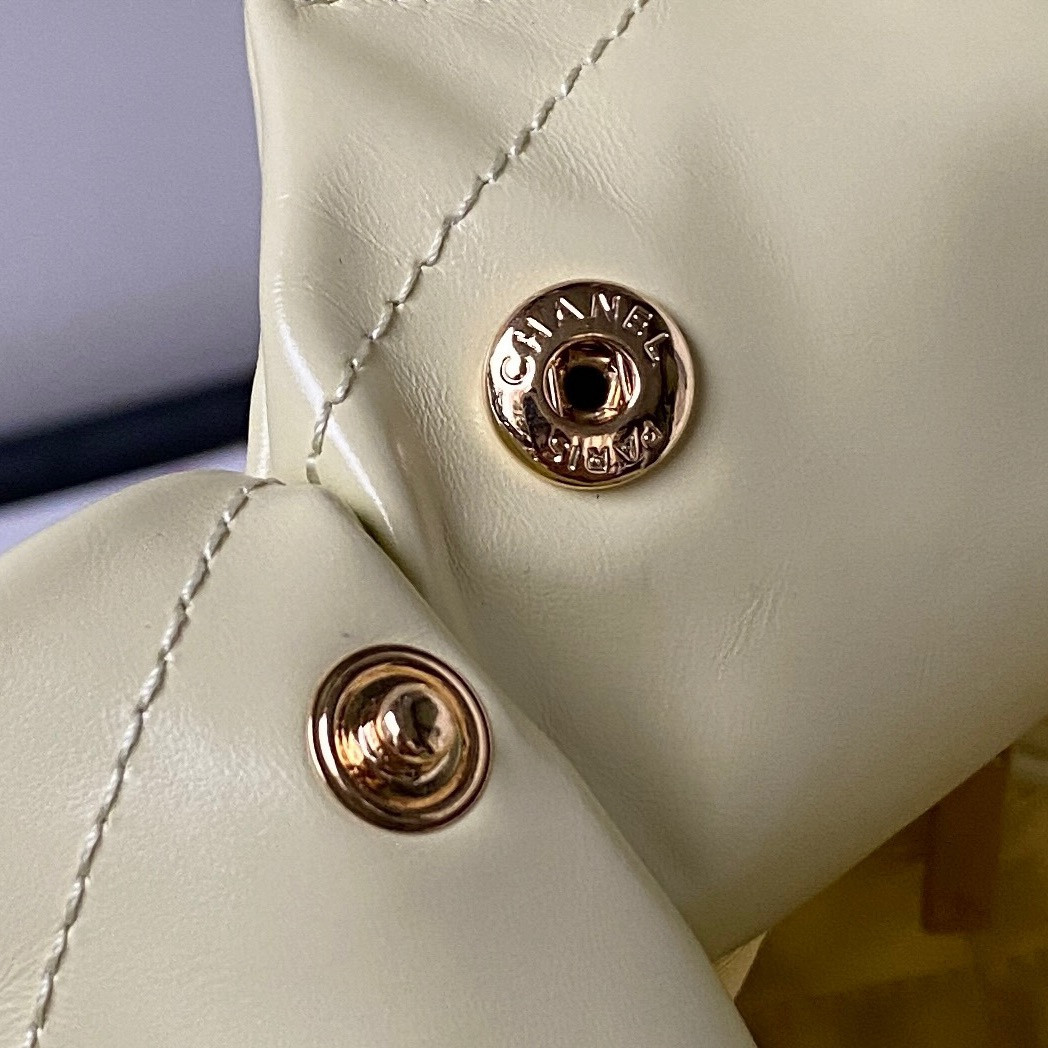 CHANEL 22 HANDBAG Shiny Calfskin YELLOW 30×45×8cm