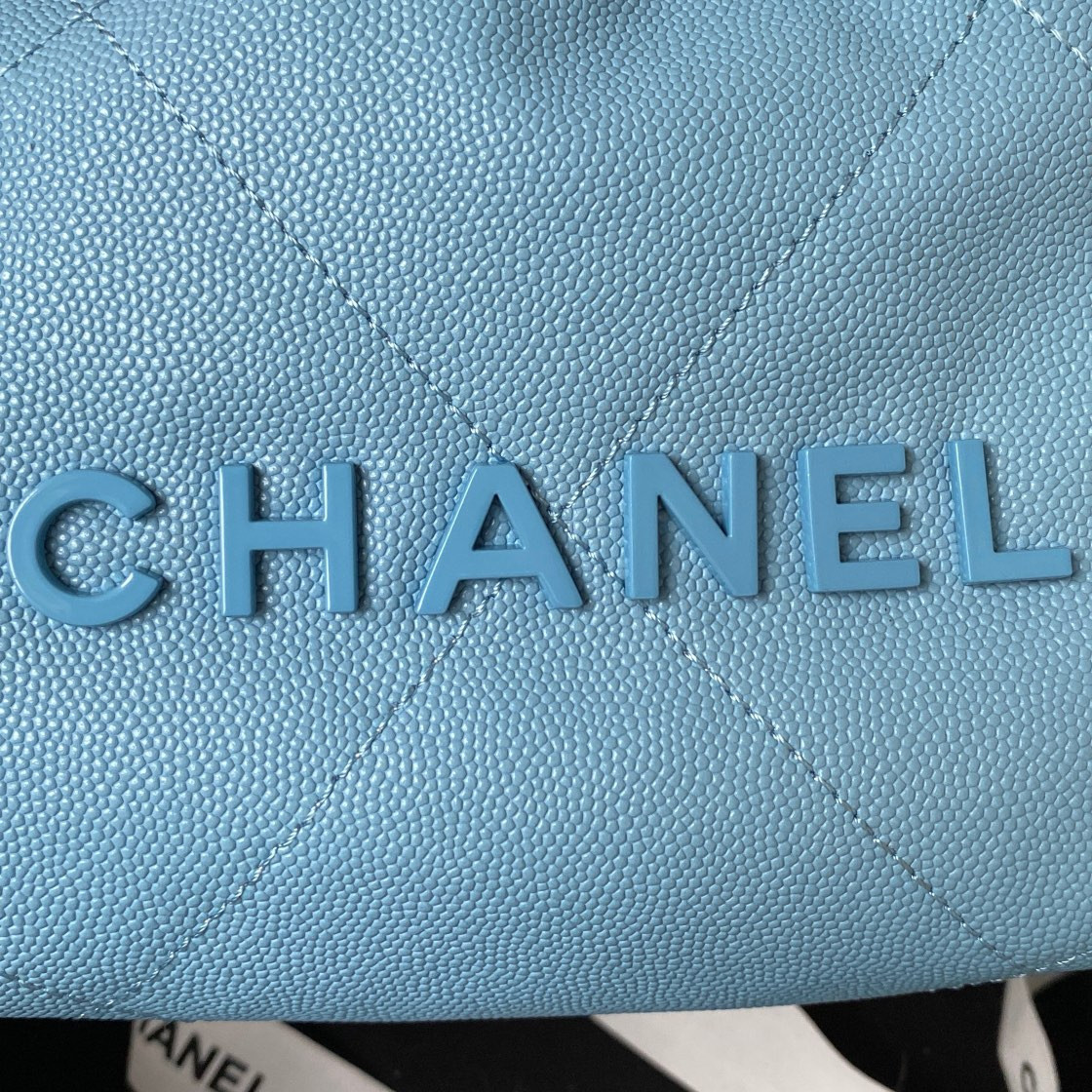 CHANEL 22 MINI HANDBAG GRAINED LEATHER BLUE 7.8 × 7.4 × 2.3 in