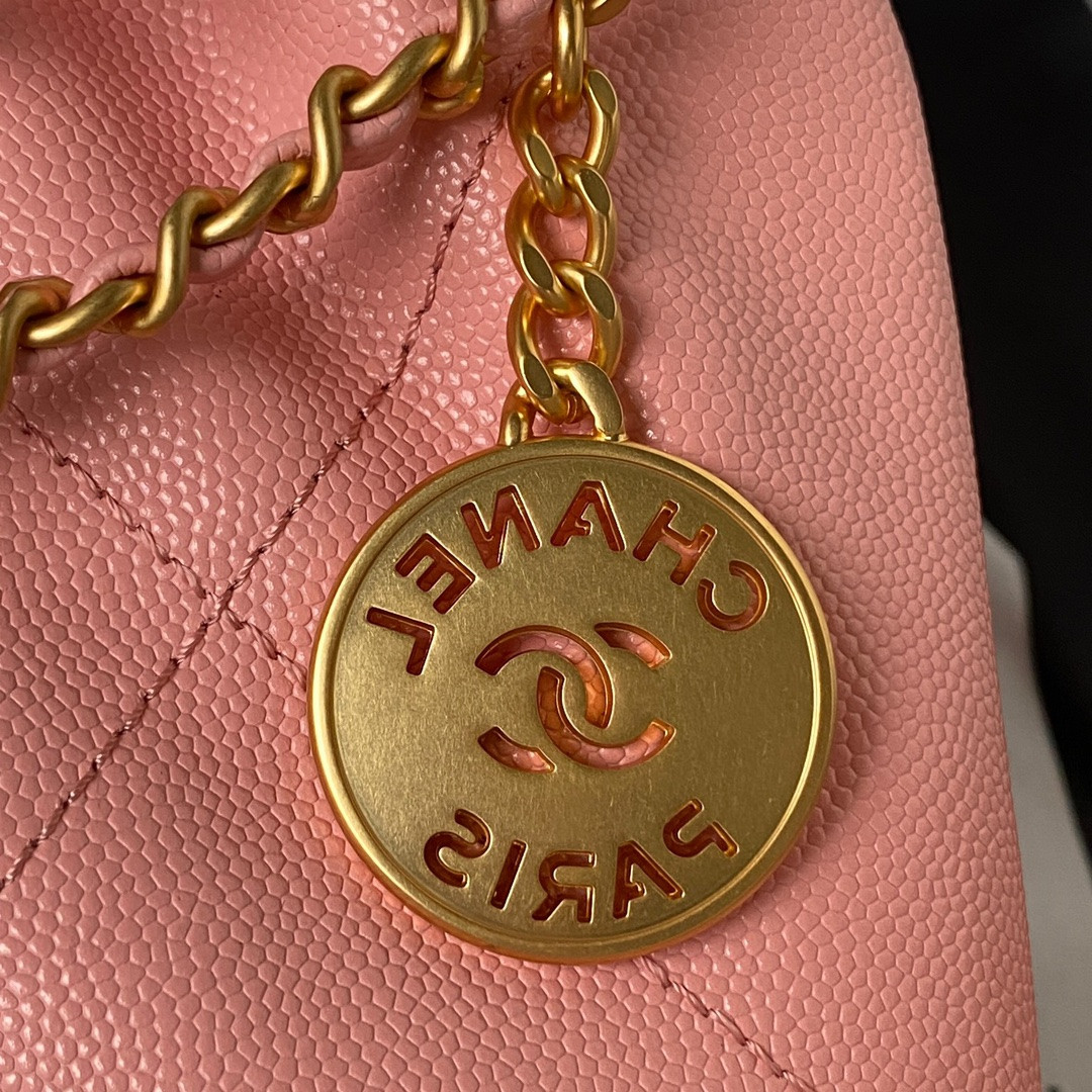 CHANEL 22 MINI HANDBAG GRAINED LEATHER PINK 7.8 × 7.4 × 2.3 in