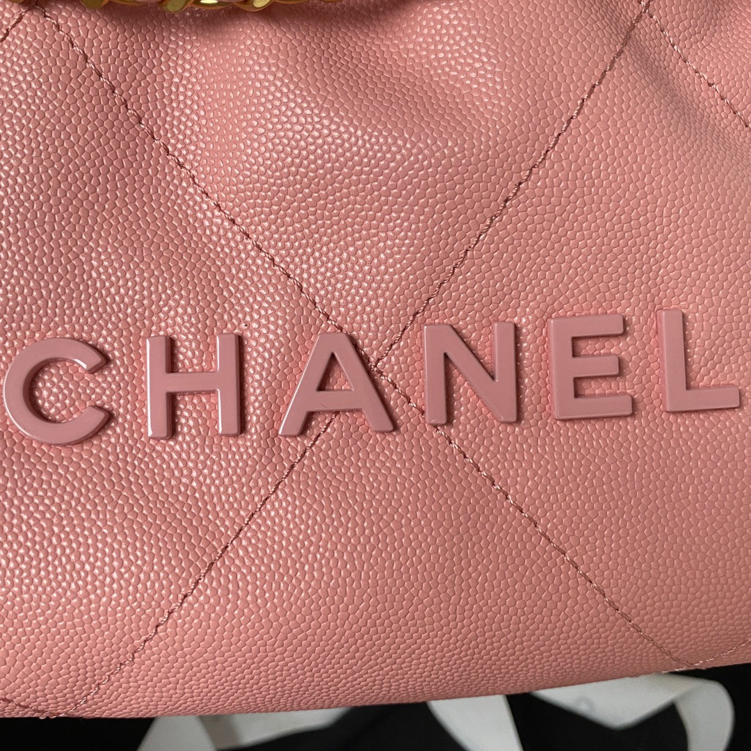 CHANEL 22 MINI HANDBAG GRAINED LEATHER PINK 7.8 × 7.4 × 2.3 in