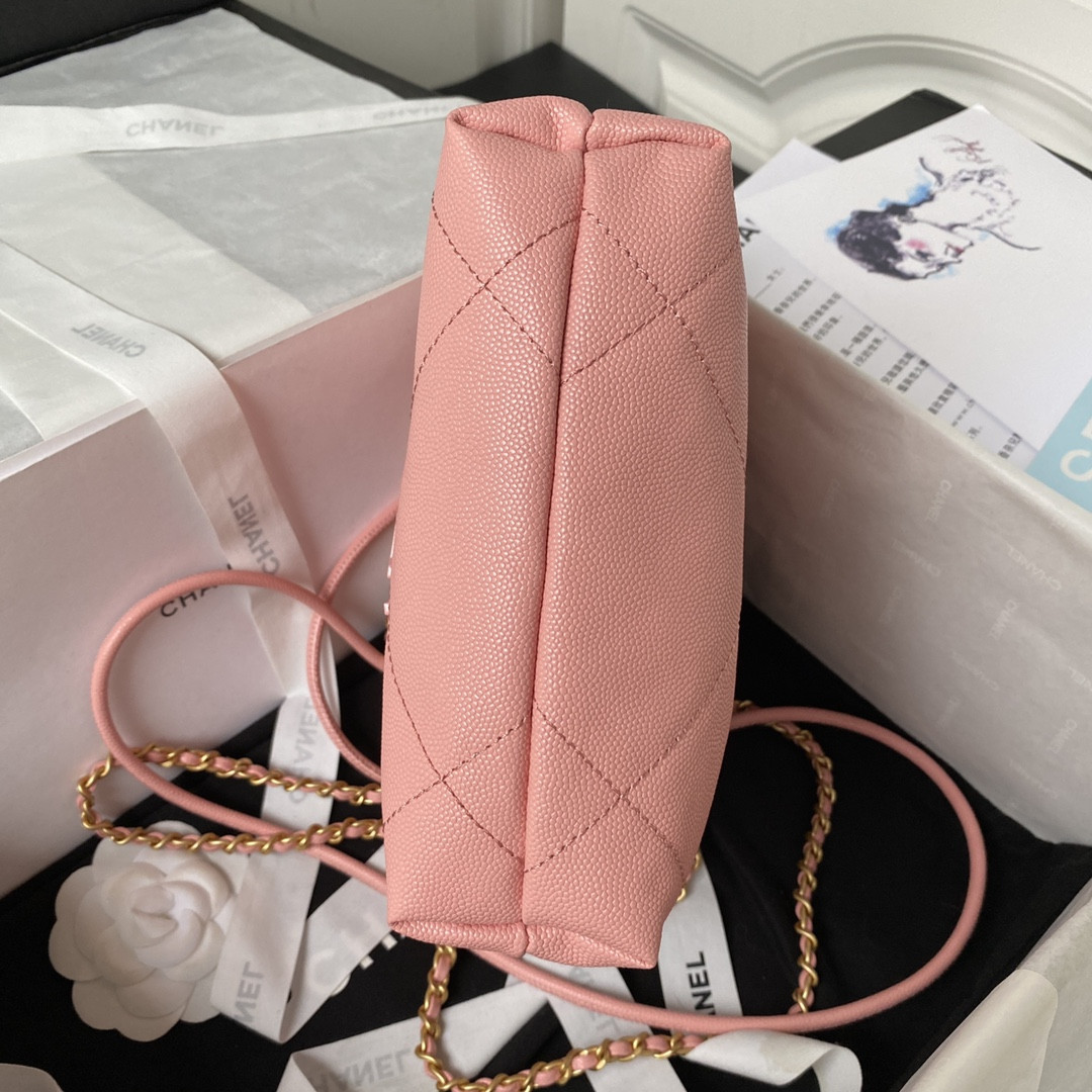 CHANEL 22 MINI HANDBAG GRAINED LEATHER PINK 7.8 × 7.4 × 2.3 in