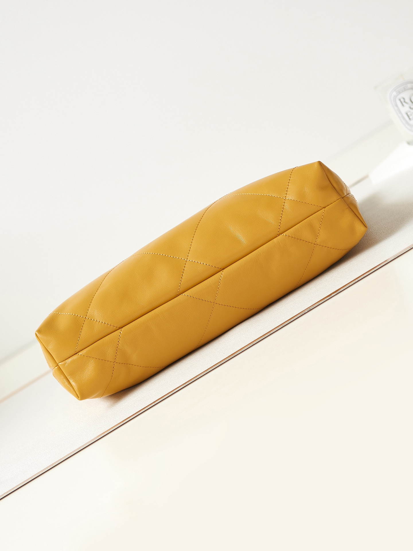 CHANEL 22 SMALL HANDBAG Shiny Calfskin YELLOW 13.7×14.4×2.7 in