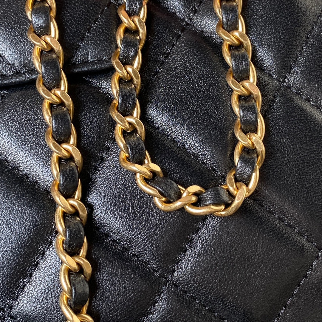 CHANEL BAGUETTE BAG BLACK 4.5 × 9.4 × 1.8 in
