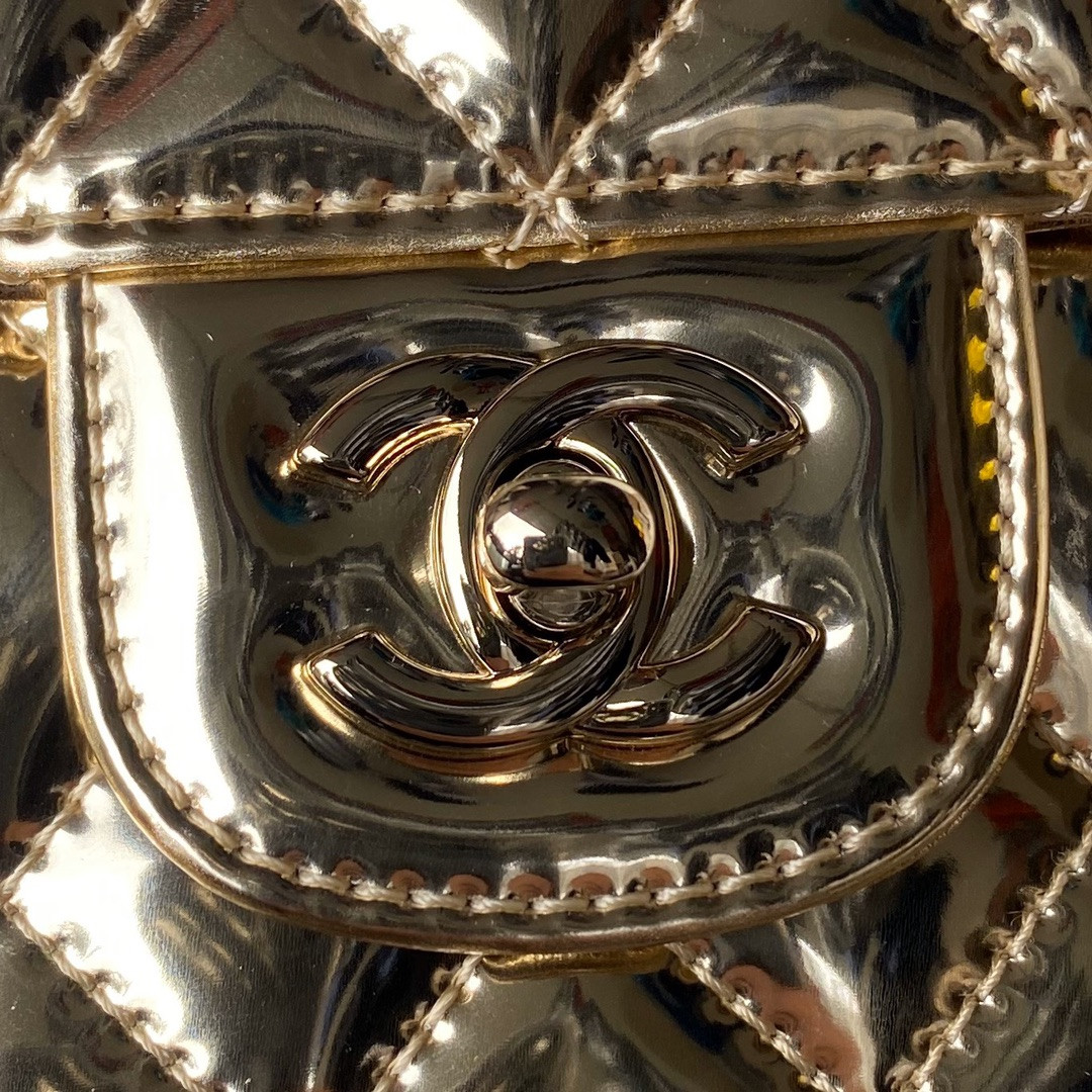 CHANEL FLAP BAG & STAR COIN PURSE GOLD 12.5×19×5cm