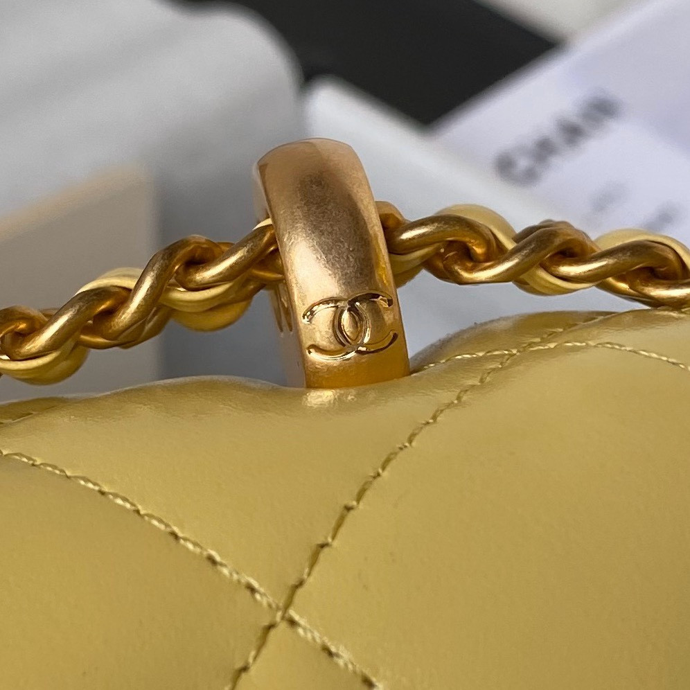 CHANEL MINI FLAP BAG yellow 12×19×8cm