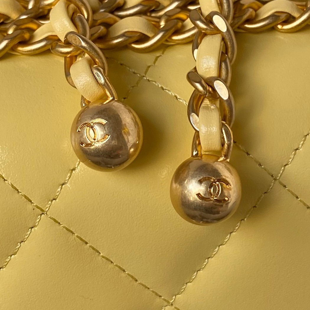 CHANEL MINI FLAP BAG yellow 12×19×8cm