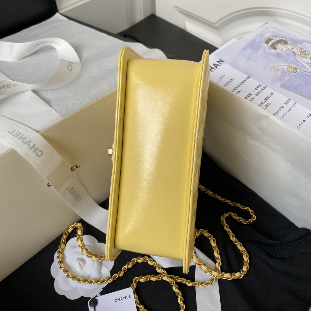 CHANEL MINI FLAP BAG yellow 12×19×8cm