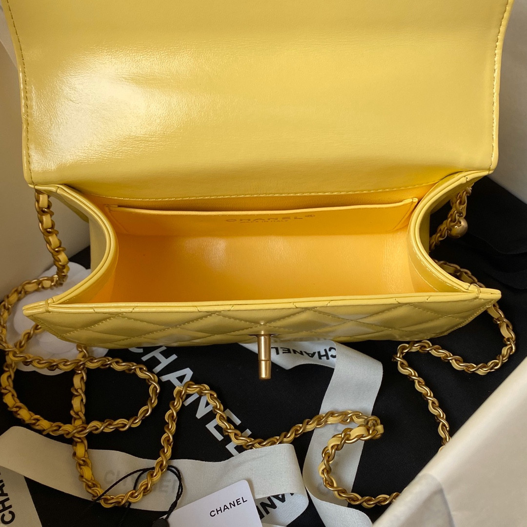 CHANEL MINI FLAP BAG yellow 12×19×8cm