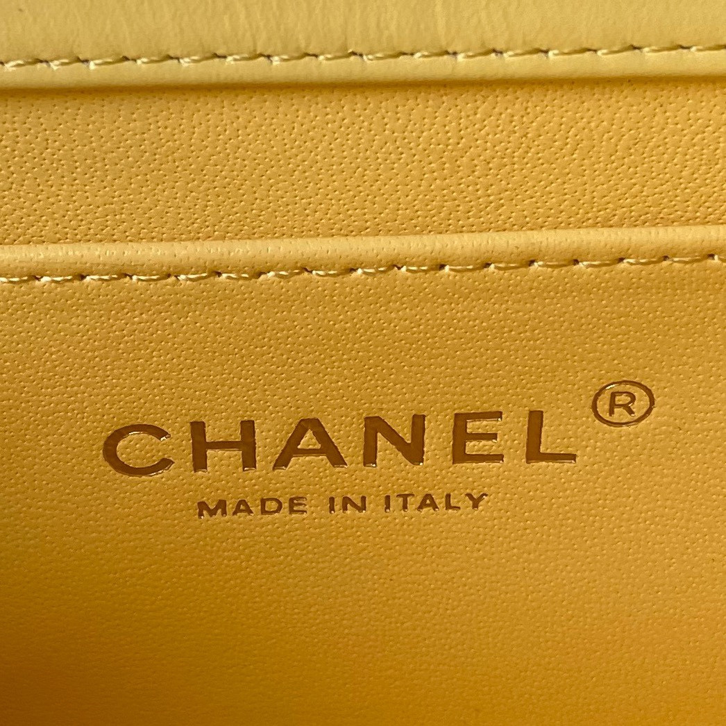 CHANEL MINI FLAP BAG yellow 12×19×8cm