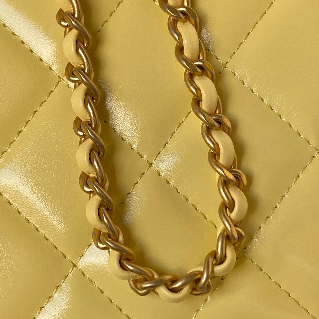 CHANEL MINI FLAP BAG yellow 12×19×8cm