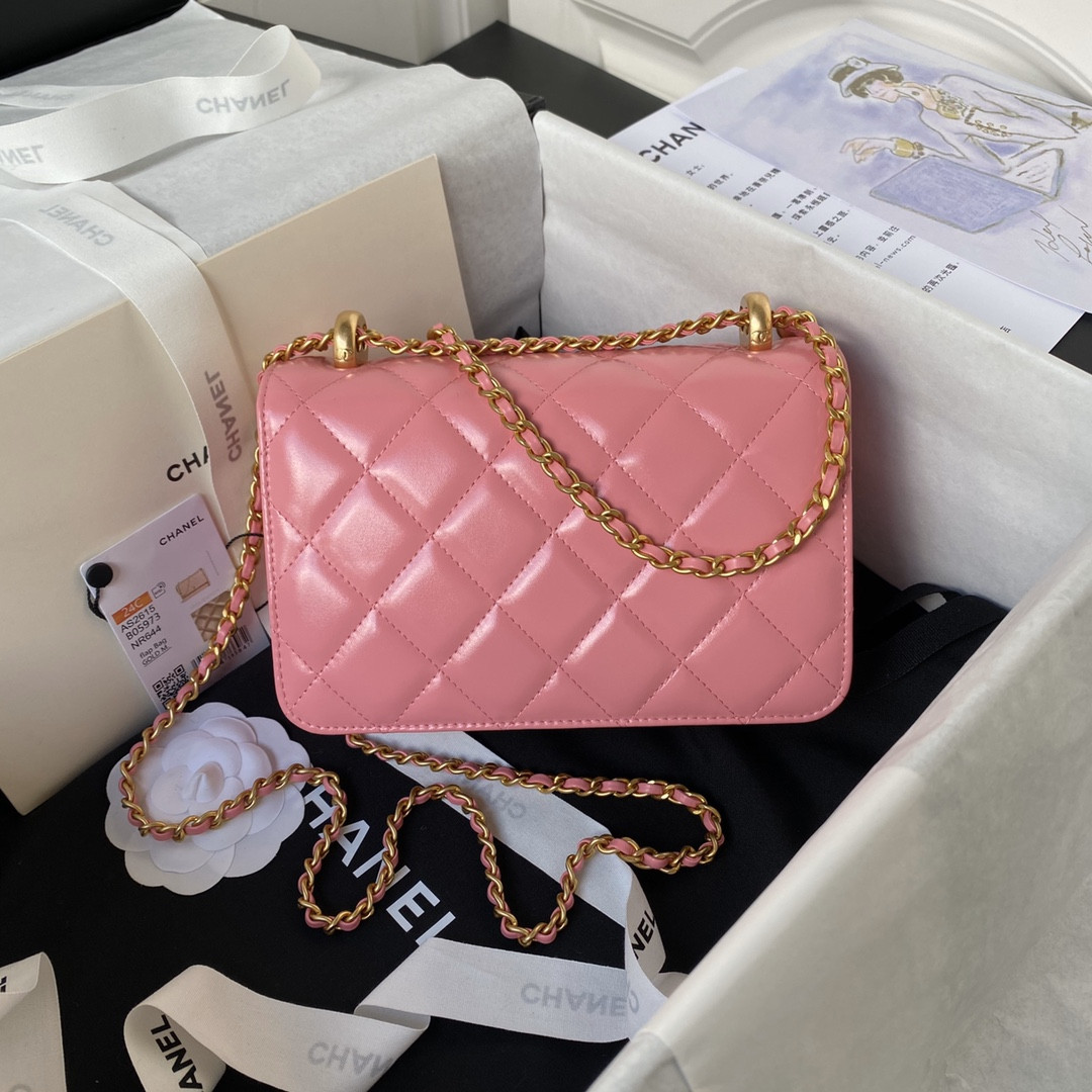 CHANEL MINI FLAP BAG PINK 12×19×8cm