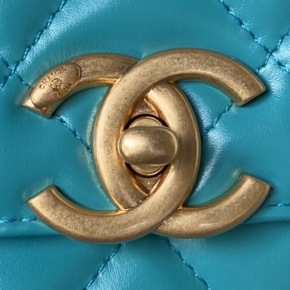 CHANEL FLAP BAG BLUE 22×14.5×8cm