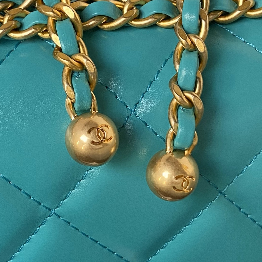 CHANEL FLAP BAG BLUE 22×14.5×8cm