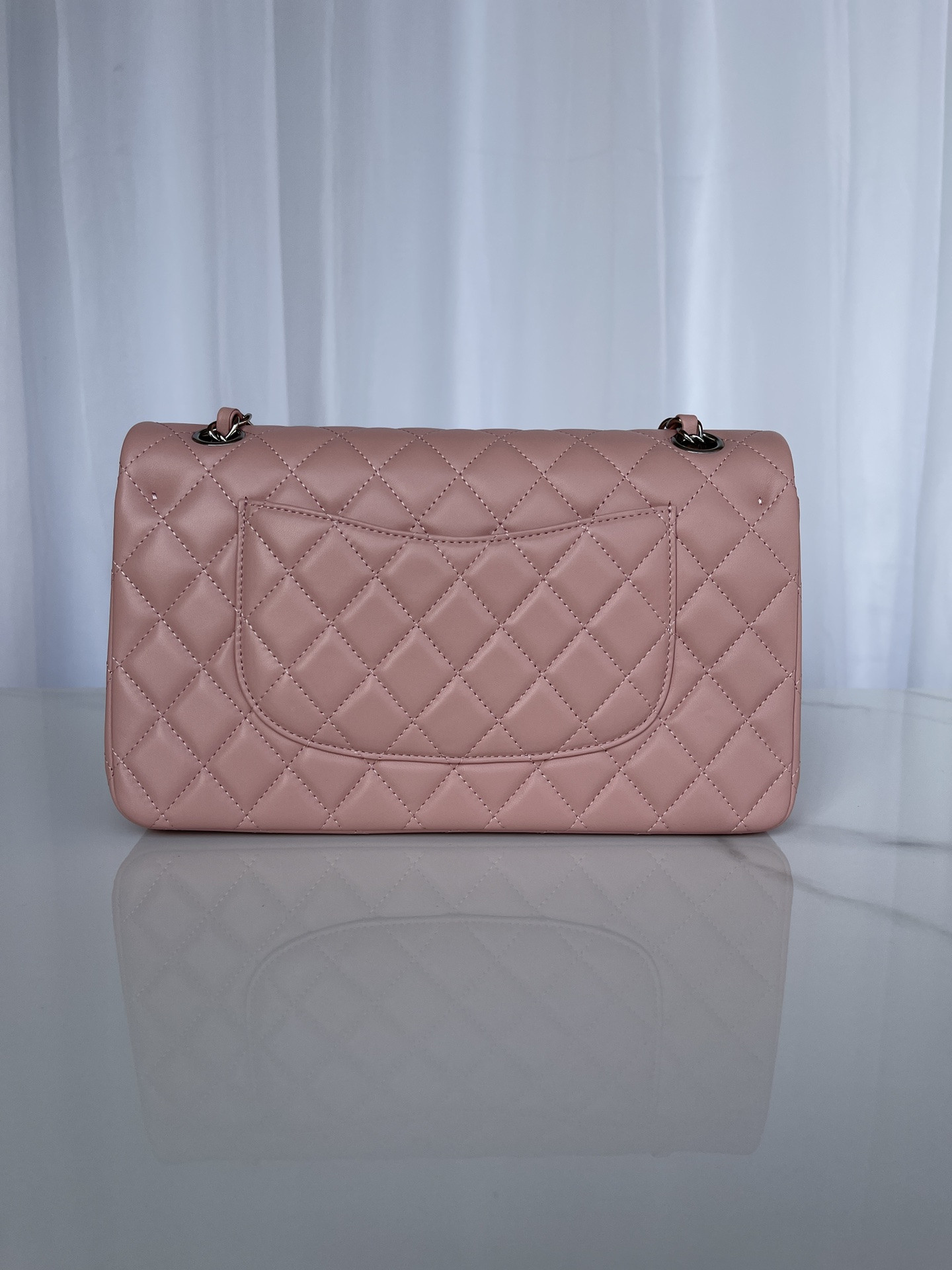 CHANEL CLASSIC FLAP 25CM CF PINK SILVER 6 × 9.9 × 2.5 in