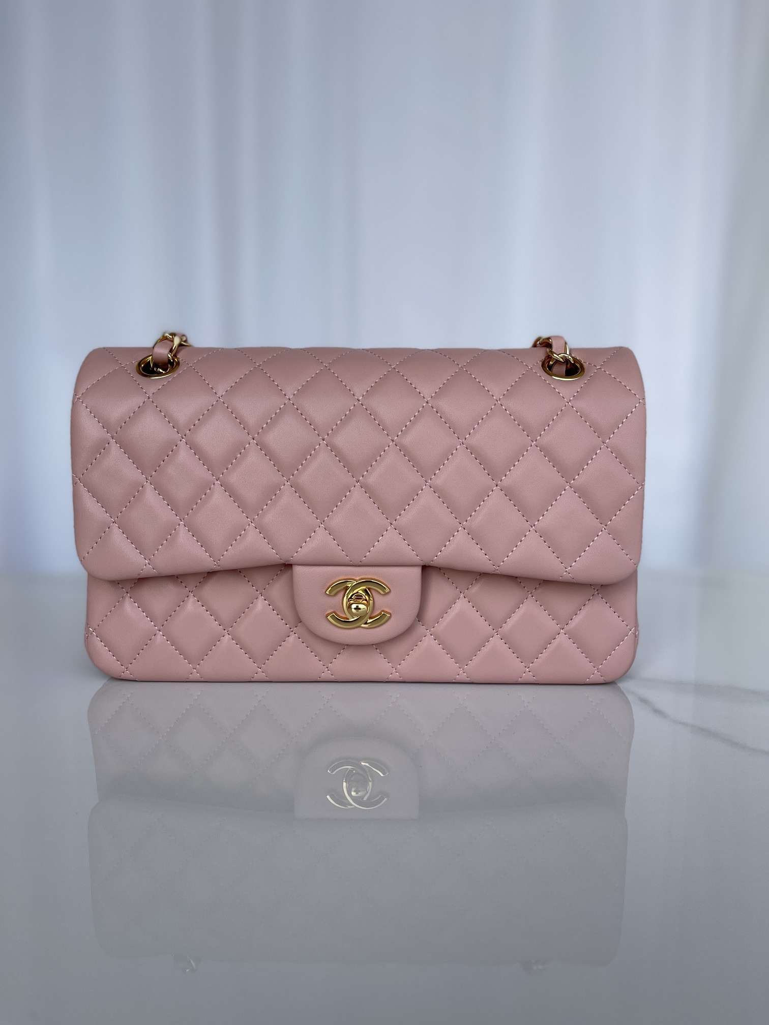CHANEL CLASSIC FLAP 25CM CF PINK GOLD 6 × 9.9 × 2.5 in