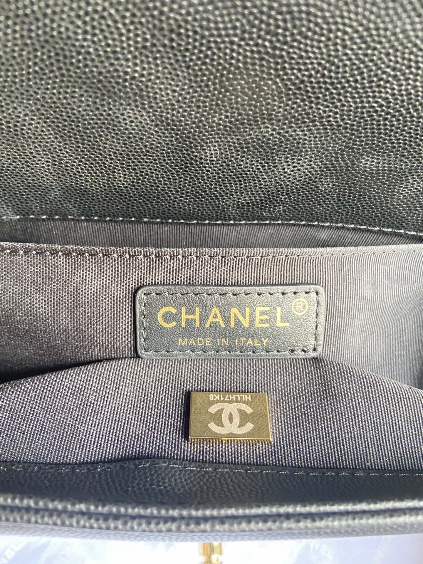 BOY CHANEL HANDBAG Shiny Grained Calfskin & Gold-Tone Metal Black 5.9 × 9.8 × 3.5 in