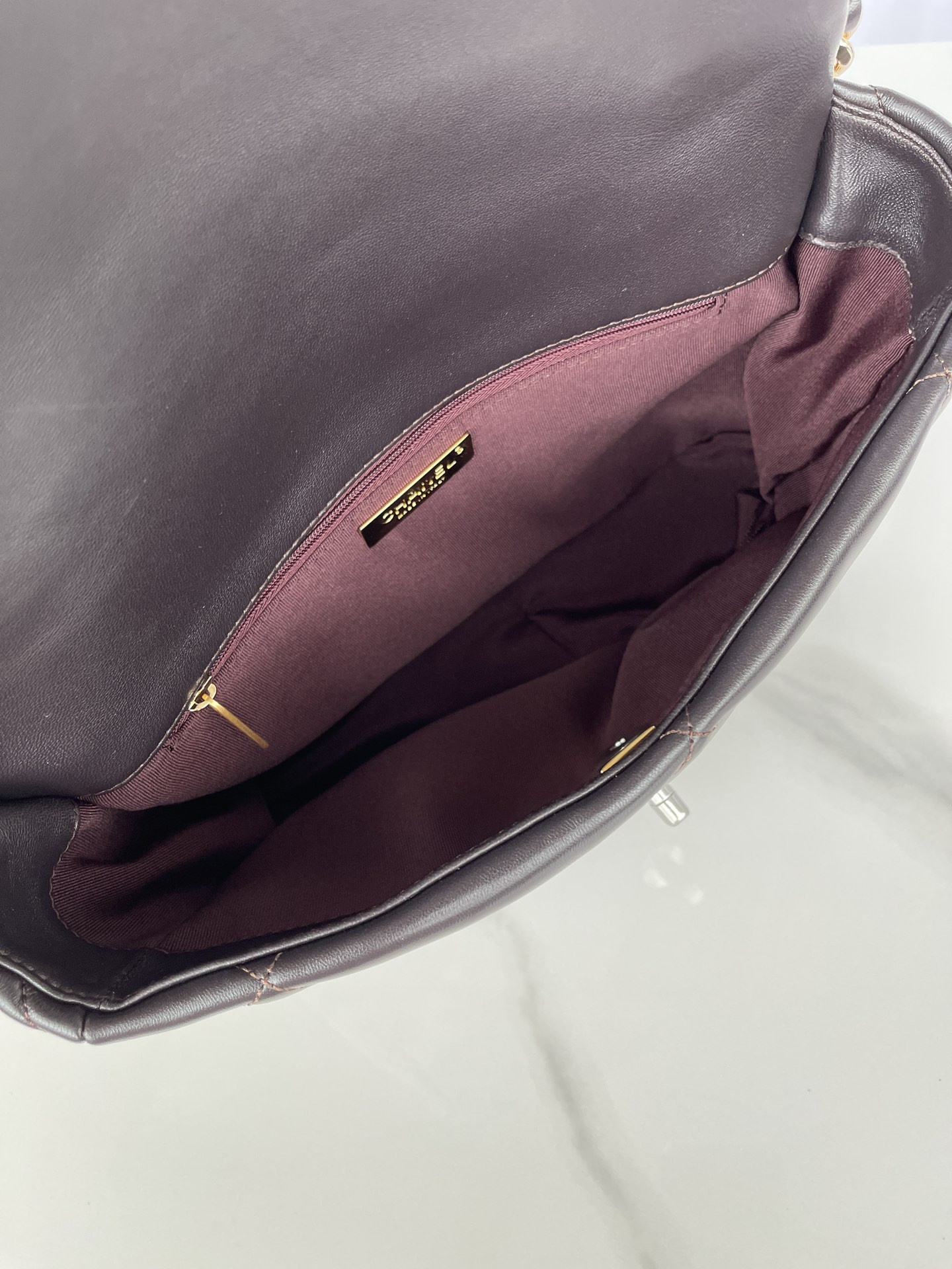 CHANEL 19 LARGE HANDBAG Shiny Leather Black, Gold-Tone, Silver-Tone & Ruthenium-Finish Metal 7.8 × 11.7 × 3.9 in