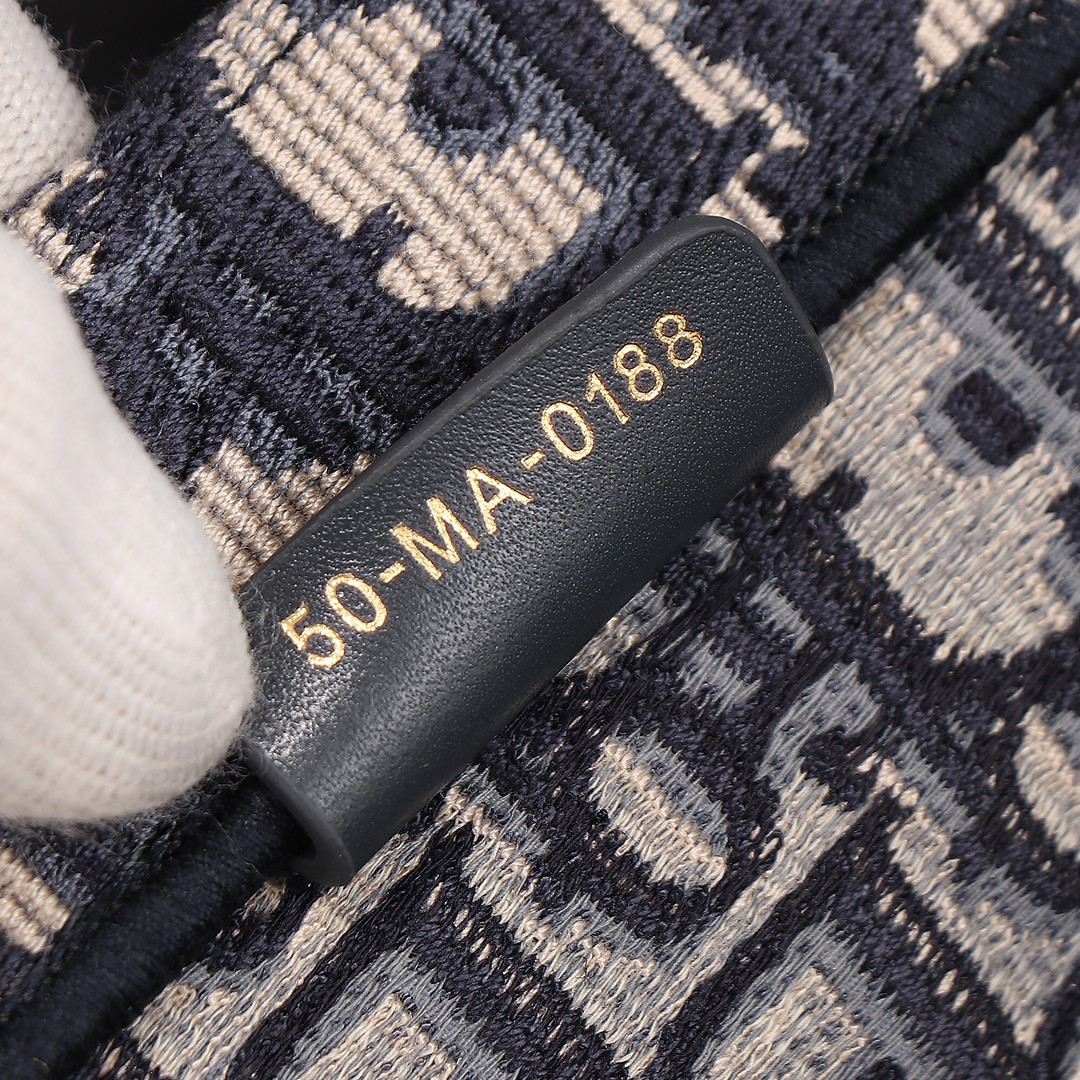 Large Dior Book Tote Ecru and Blue Dior Oblique Embroidery 16.5 x 14 x 7.5 inches