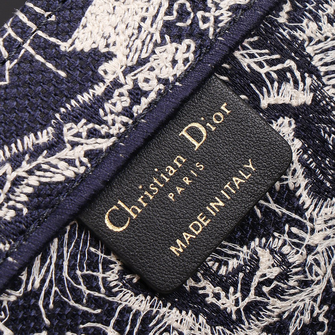 Medium Dior Book Tote Blue and Ecru Toile de Jouy Reverse Embroidery 14 x 11 x 6.5 inches