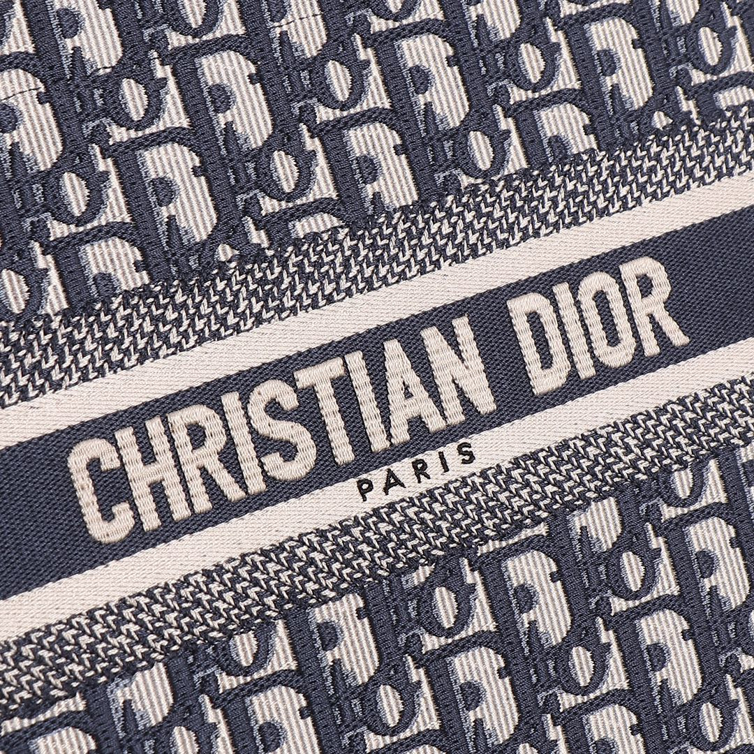Small Dior Book Tote Blue Dior Oblique Embroidery and Calfskin 10.5 x 8.5 x 5.5 inches