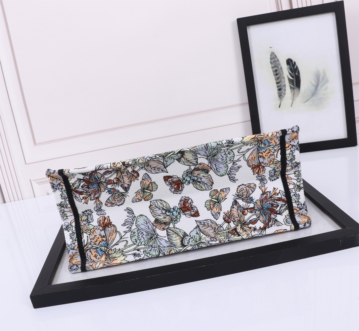 Medium Dior Book Tote White Multicolor Toile de Jouy Mexico Embroidery 14 x 11 x 6.5 inches