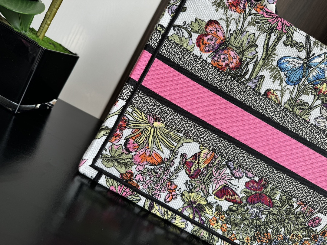 Medium Dior Book Tote White Multicolor Mexico Millefiori Embroidery 14 x 11 x 6.5 inches