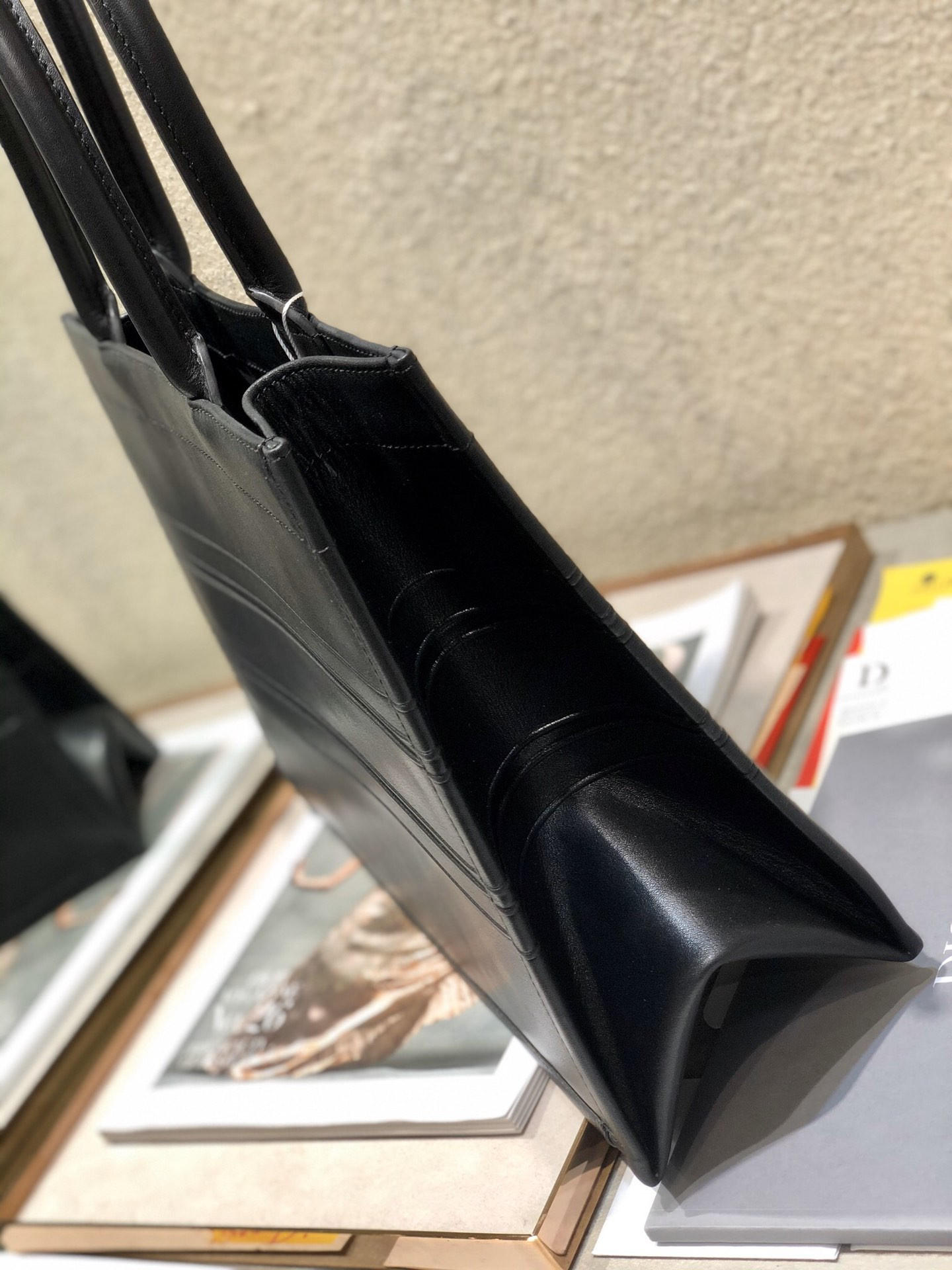 Calfskin Embossed Medium Dior Book Tote Black 14 x 11 x 6.5 inches