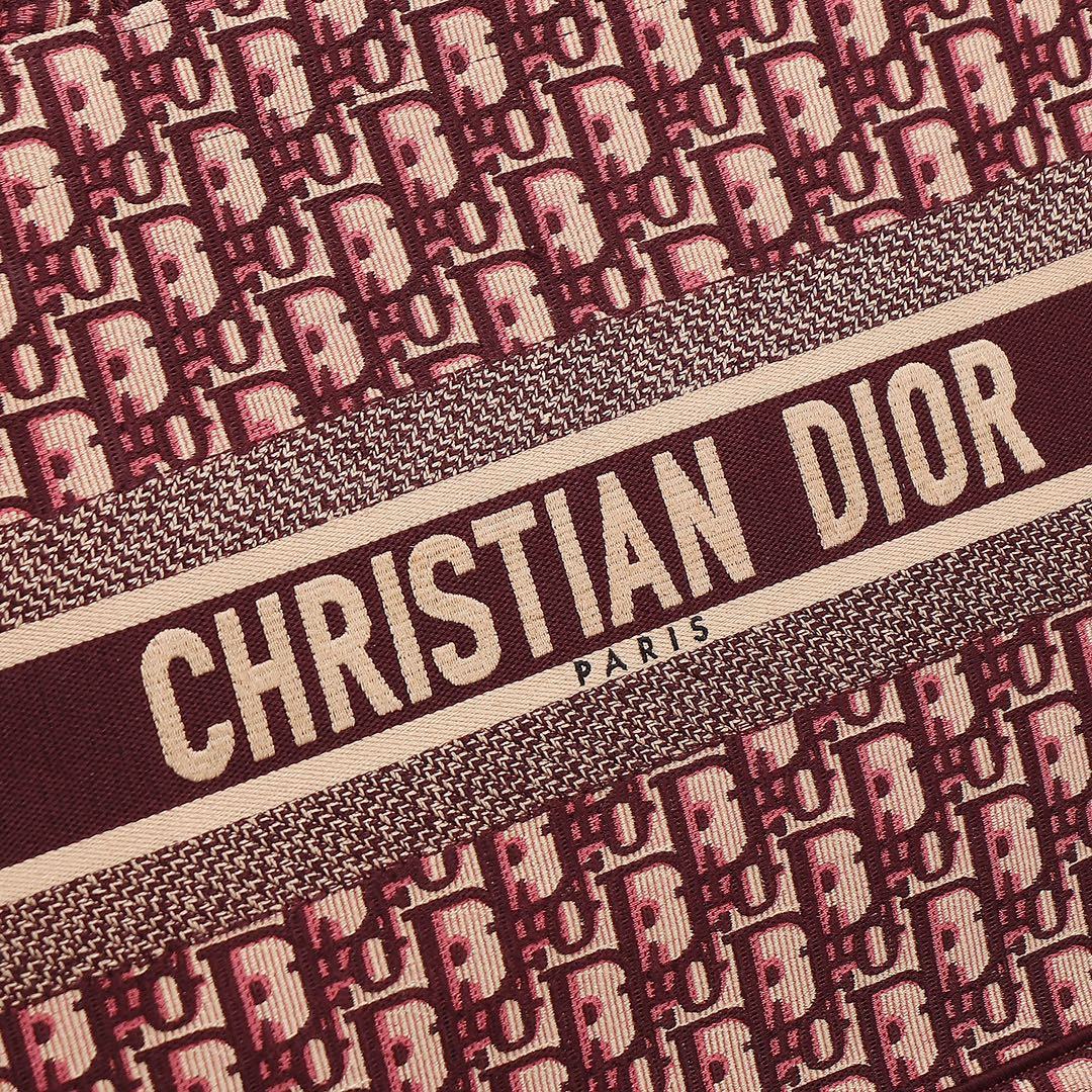 Medium Dior Book Tote Oblique Burgundy 14 x 11 x 6.5 inches