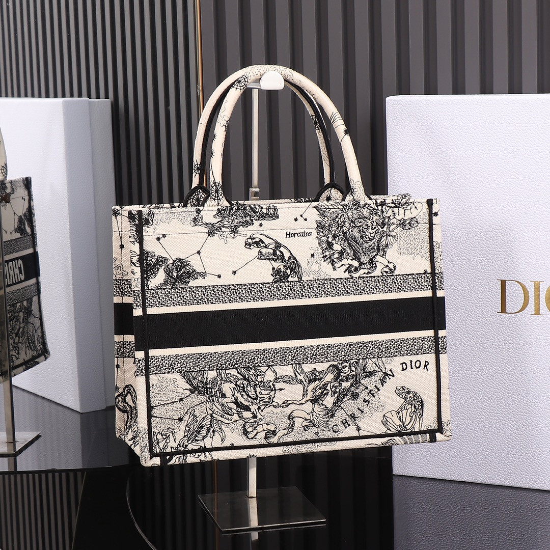 Medium Dior Book Tote De Jouy Zodiac 14 x 11 x 6.5 inches