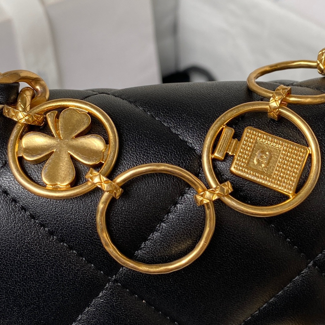 CHANEL MINI FLAP BAG BLACK 5.3 × 6.6 × 3.1 in