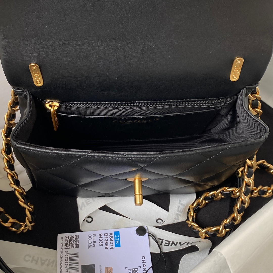 CHANEL MINI FLAP BAG BLACK 5.3 × 6.6 × 3.1 in