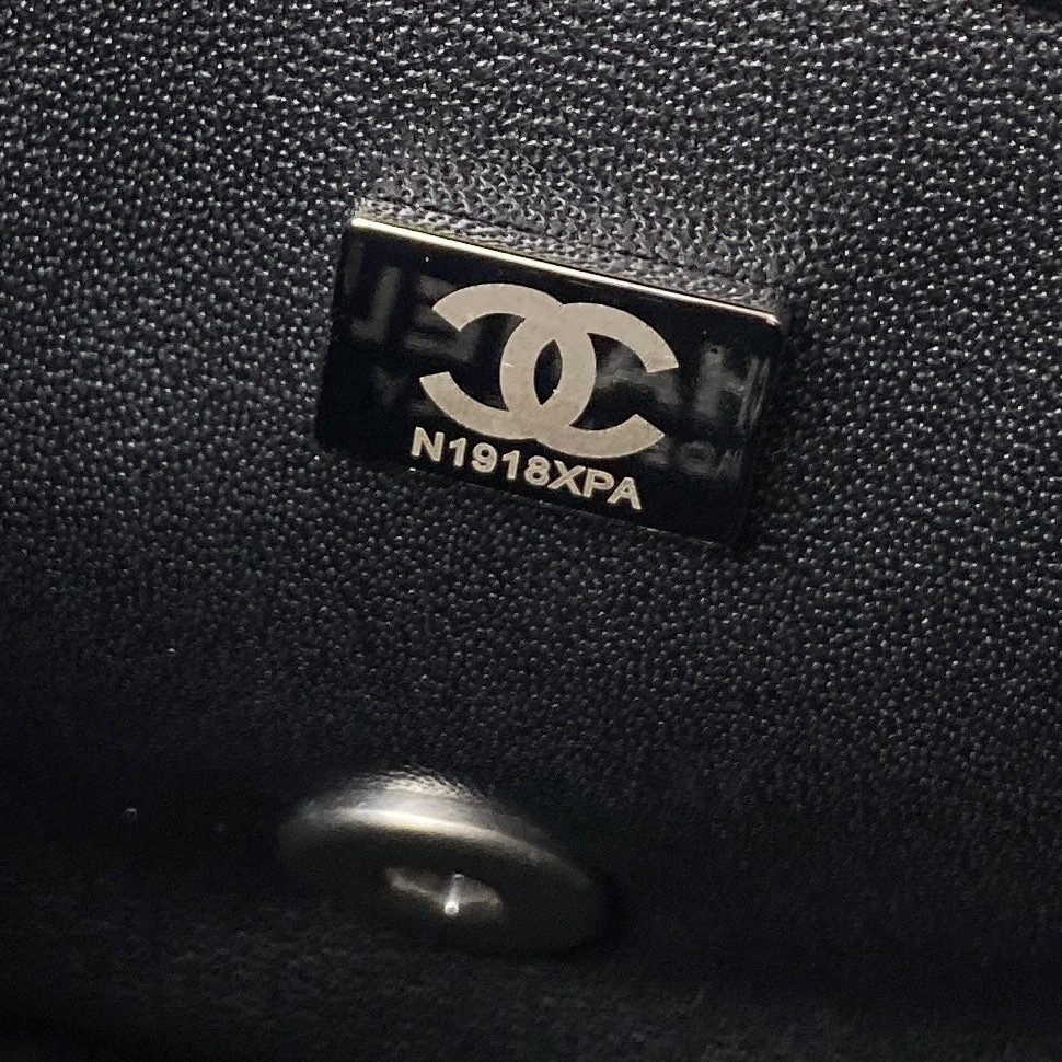 CHANEL MINI FLAP BAG SHINY CALFSKIN & SILVER-Tone METAL BLACK 5.3 × 6.6 × 3.1 in