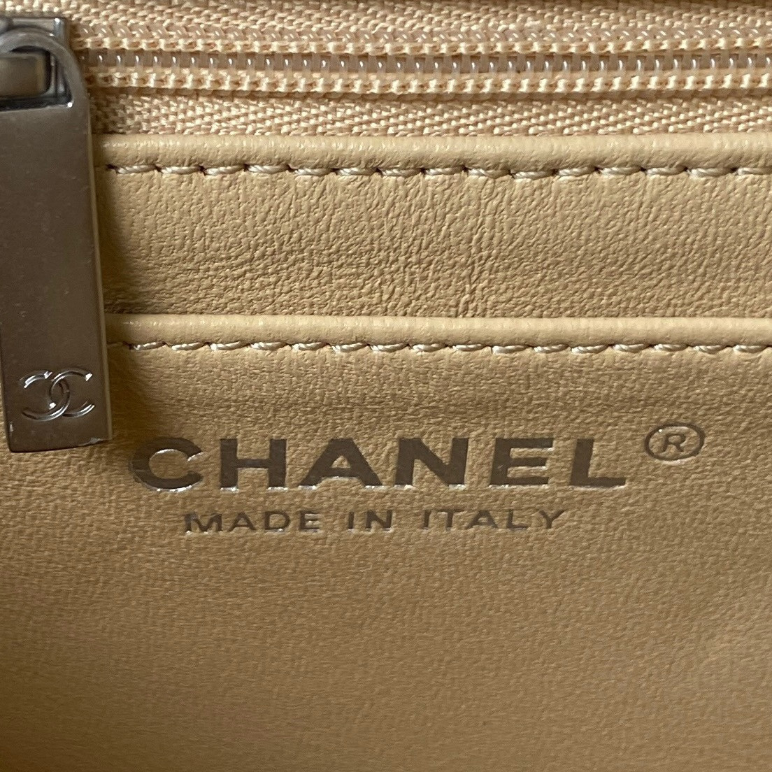 CHANEL MINI FLAP BAG SHINY CALFSKIN & SILVER-Tone METAL COFFEE 5.3 × 6.6 × 3.1 in