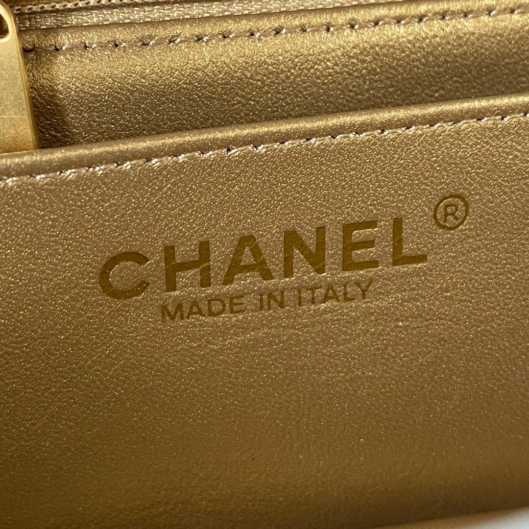 CHANEL MINI FLAP BAG SHINY CALFSKIN & gold-TONE METAL gray 4.7 × 7.8 × 2.3 in