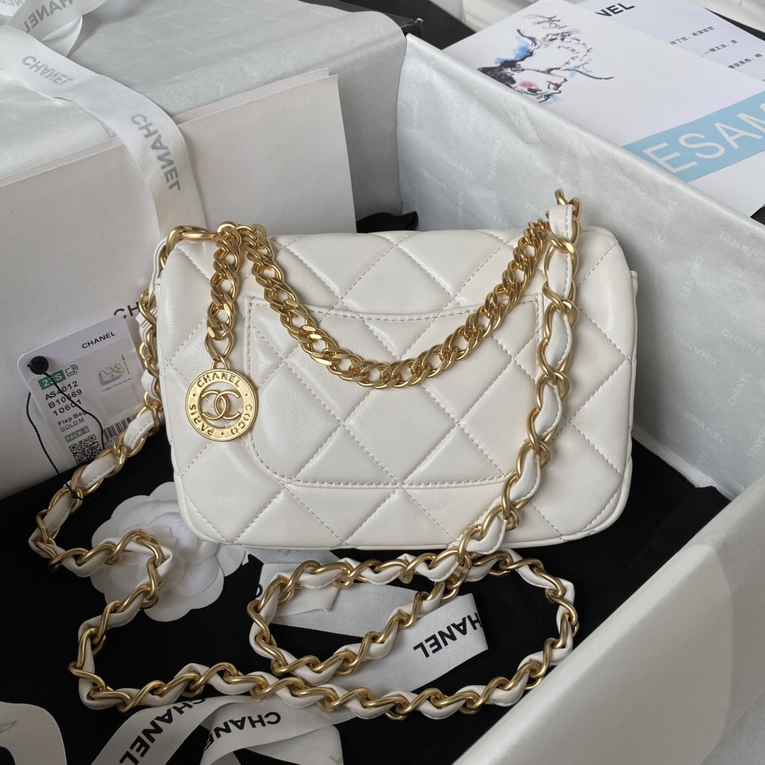 CHANEL MINI FLAP BAG WHITE 4.7 × 7.8 × 2.3 in