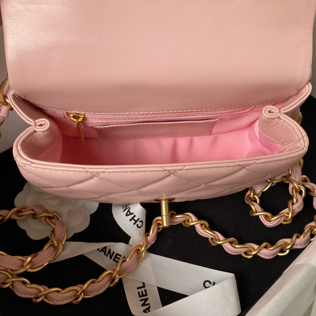 CHANEL MINI FLAP BAG PINK 4.7 × 7.8 × 2.3 in