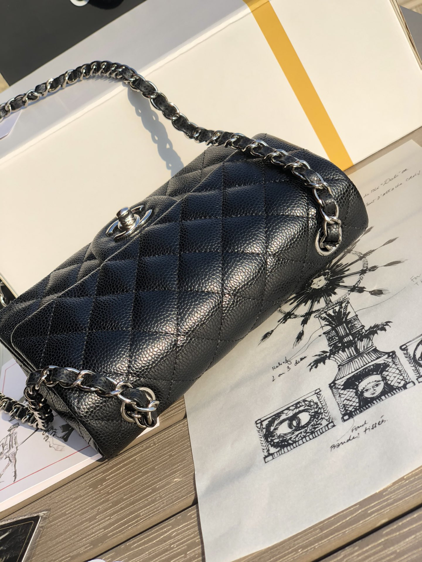 CHANEL MINI FLAP BAG BLACK 4.7 × 7.8 × 2.3 in