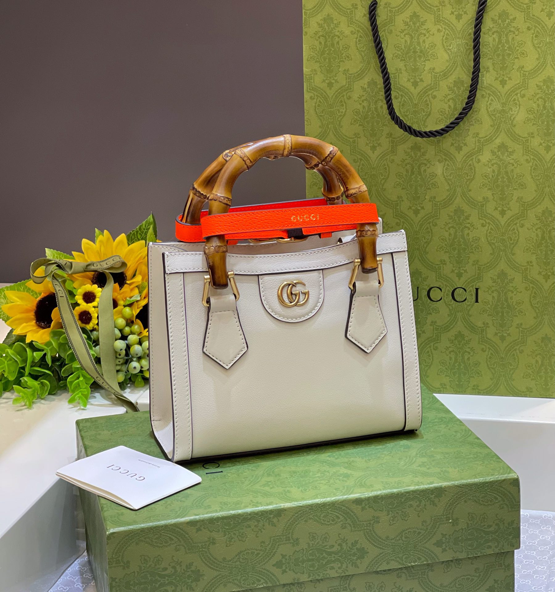GUCCI DIANA MINI TOTE BAG White 20W x 16H x 10D CM