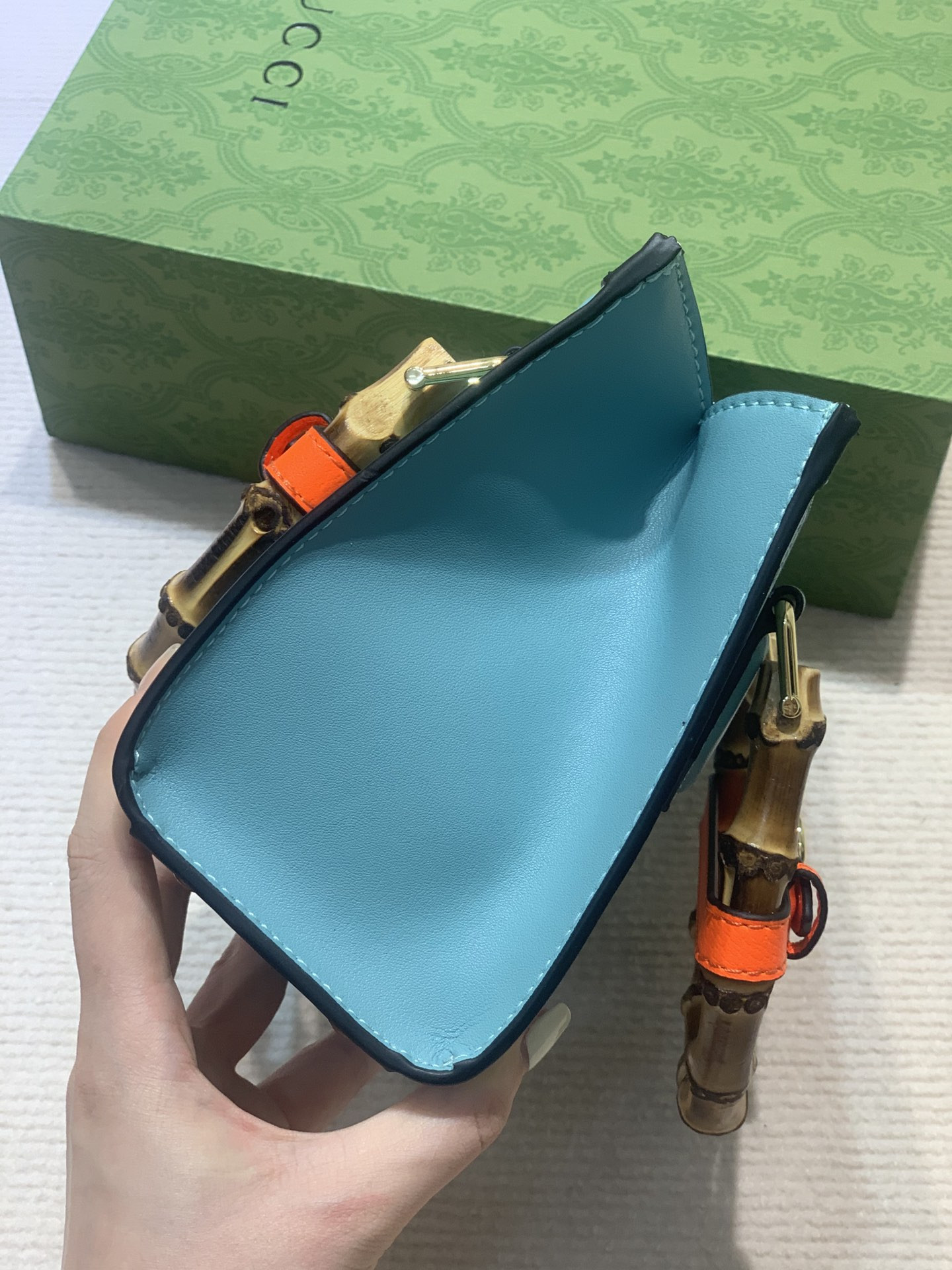 GUCCI DIANA MINI TOTE BAG Blue 20W x 16H x 10D CM