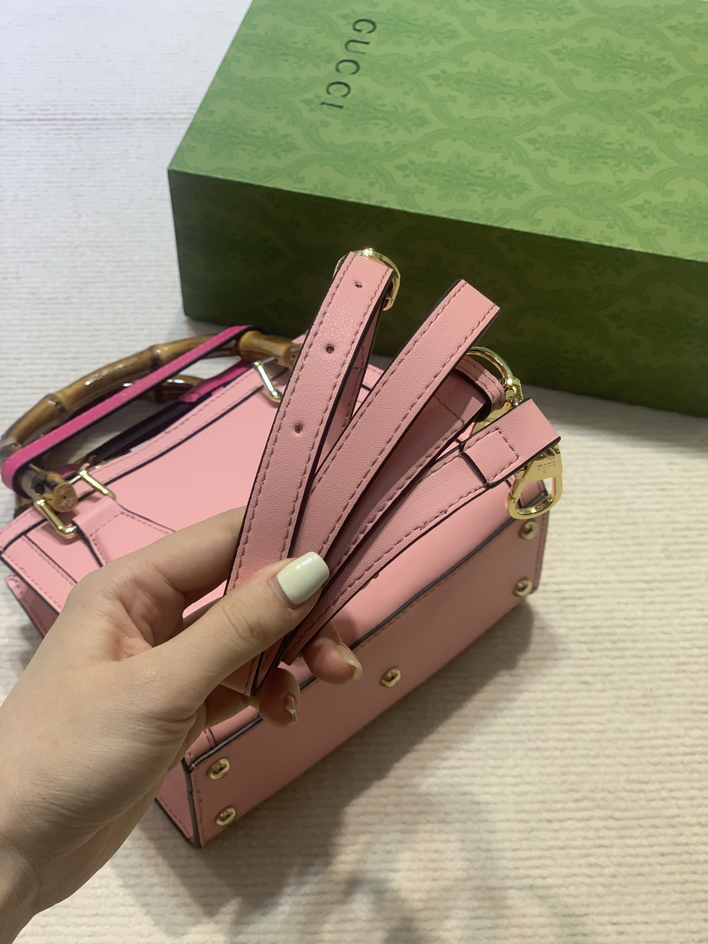 GUCCI DIANA MINI TOTE BAG Pink 20W x 16H x 10D CM